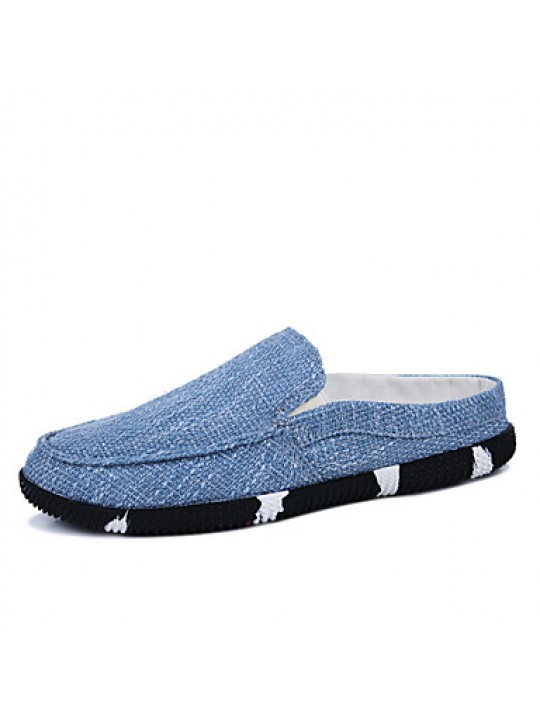 Men's Shoes Casual Linen Clogs & Mules Black/Blue  