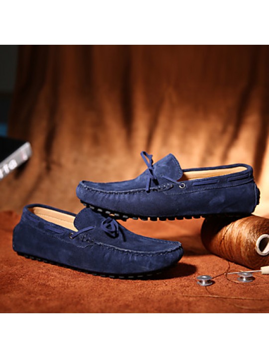 Men's Shoes Casual Suede Boat Shoes Black/Blue  