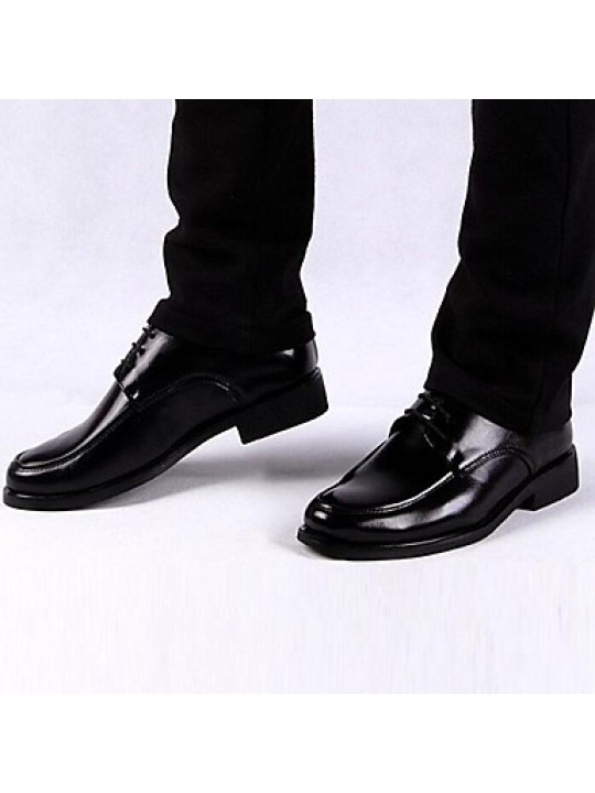 Men's Shoes Leather Casual Oxfords Casual Low Heel Lace-up Black  