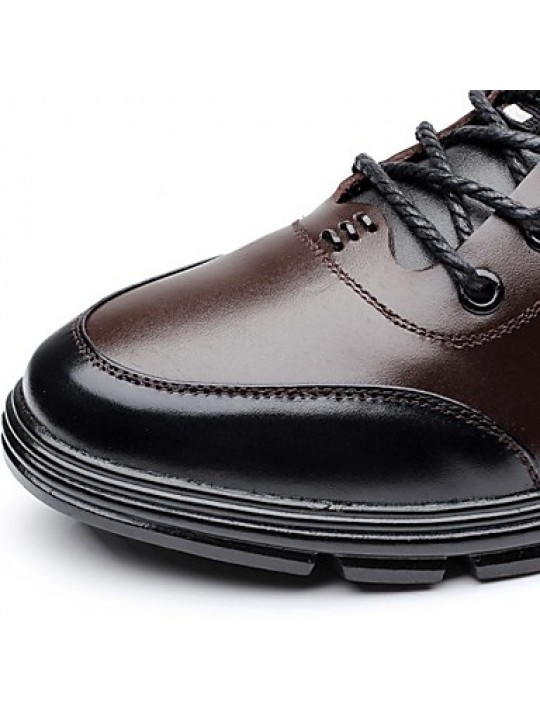 Men's Shoes Leather Office & Career / Casual Oxfords Office & Career / Casual Flat Heel Lace-up Black / Brown  