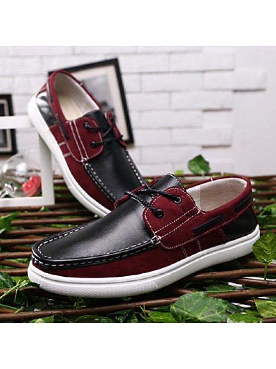 Men's Shoes Outdoor / Casual Nappa Leather / Leatherette Boat Shoes Black / Red / Burgundy  