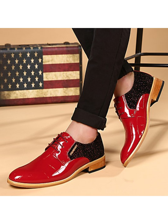 Men's Shoes Office & Career/Party & Evening/Casual Fashion Woven Patent Leather Oxfords Shoes Black/Red 38-43  