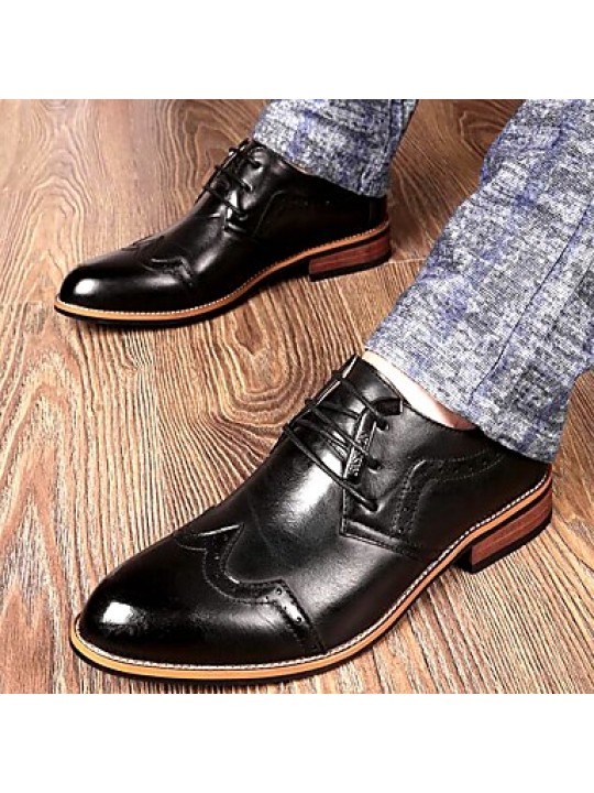 Men's Shoes   2016 Inner Height Increasing Party / Office Black/Brown Comfort Leather Oxfords for Sales Promotions  