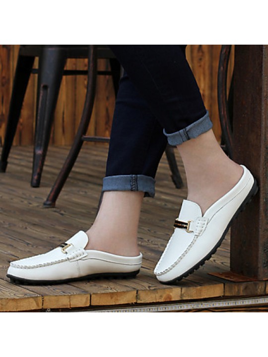 Men's Shoes Casual Leather Loafers White / Navy  