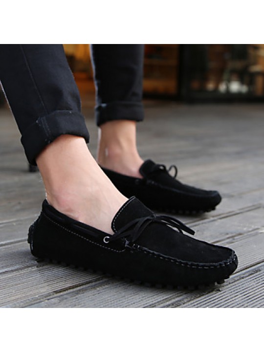 Men's Shoes Casual Suede Boat Shoes Black/Blue  