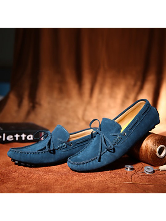 Men's Shoes Casual Suede Boat Shoes Black/Blue  