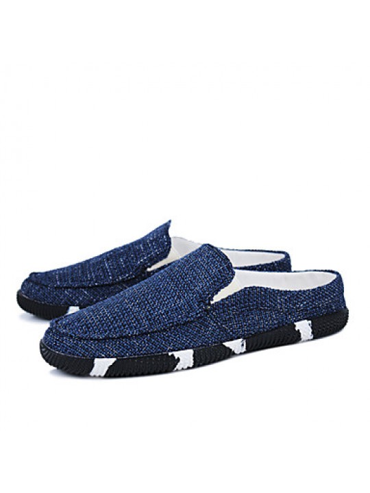 Men's Shoes Casual Linen Clogs & Mules Black/Blue  