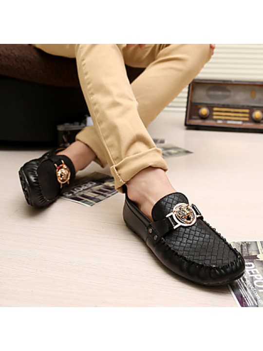 Casual/Office & Career/Drive Fashion PU Leather Shoes Slip-on Woven Shoes Black/White/Bule 39-44  