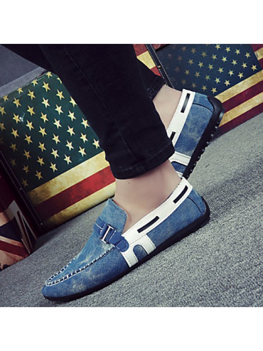 Men's Shoes Denim Casual Boat Shoes Casual Flat Heel Slip-on Black / Blue  