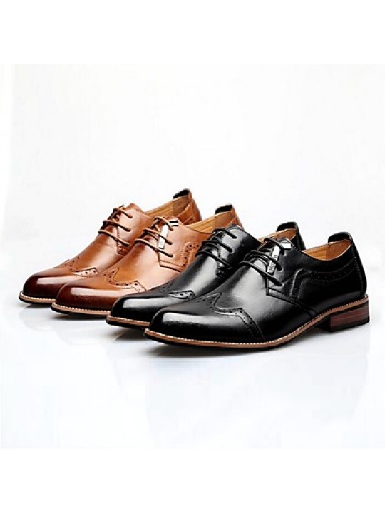 Men's Shoes   2016 Inner Height Increasing Party / Office Black/Brown Comfort Leather Oxfords for Sales Promotions  