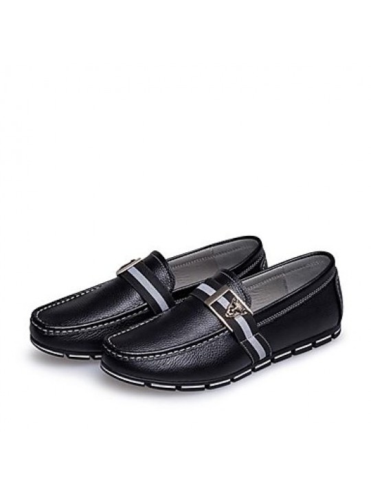 Leather Casual Loafers Casual Flat Heel Black / Blue / Brown / White  