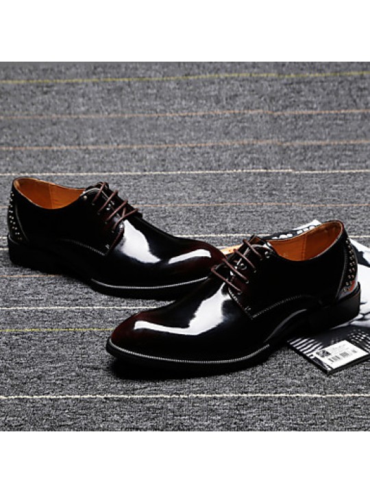 Men's Shoes   2016 New Style Hot Sale Party/Office/Casual Black/Burgundy Patent Leather Oxfords  