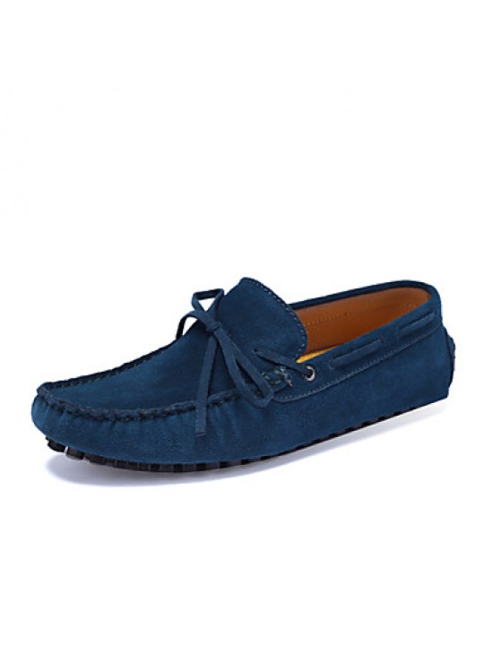 Men's Shoes Casual Suede Boat Shoes Black/Blue  