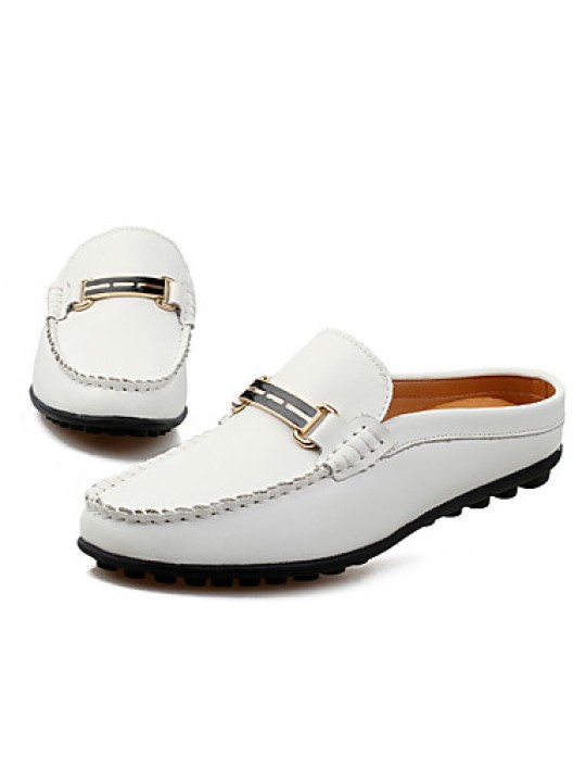 Men's Shoes Casual Leather Loafers White / Navy  