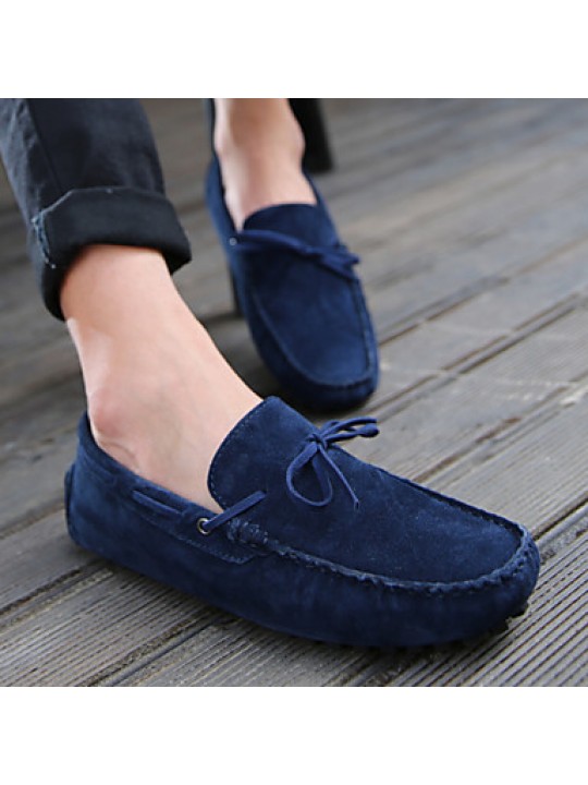 Men's Shoes Casual Suede Boat Shoes Black/Blue  