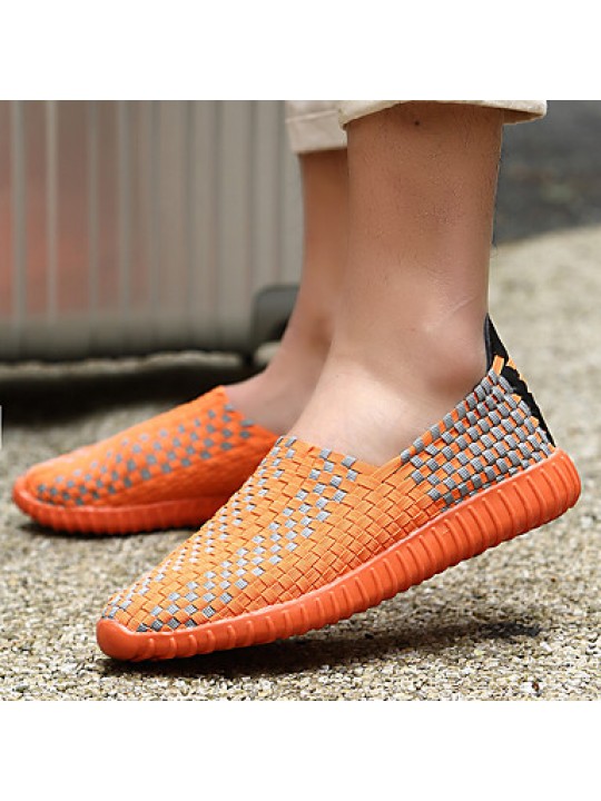 Shoes Casual/Outdoor/Drive/Running Fashion Tulle Leather Slip-on Woven Shoes Black/Orange/Bule 39-44  