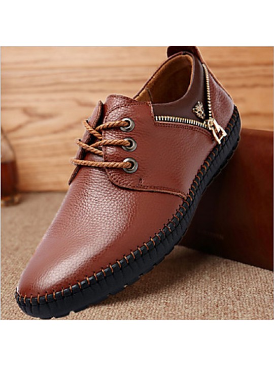 Men's Shoes Leather Outdoor / Office & Career Oxfords Outdoor / Office & Career Lace-up / Others Black / Brown / Orange  