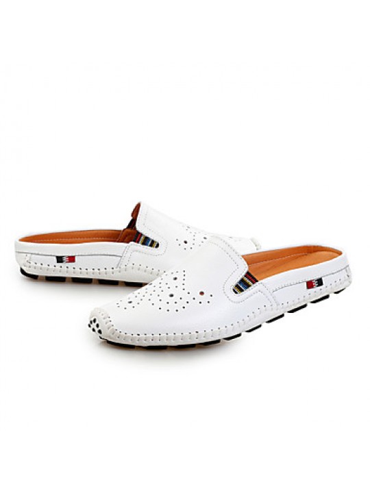 Men's Shoes Outdoor/Casual Leather Clogs & Mules Black/White/Orange  