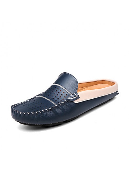 Men's Shoes Outdoor/Casual Calf Hair Clogs & Mules Black/Blue/White  