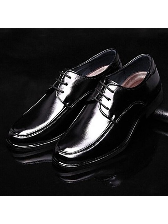 Men's Shoes Leather Casual Oxfords Casual Low Heel Lace-up Black  