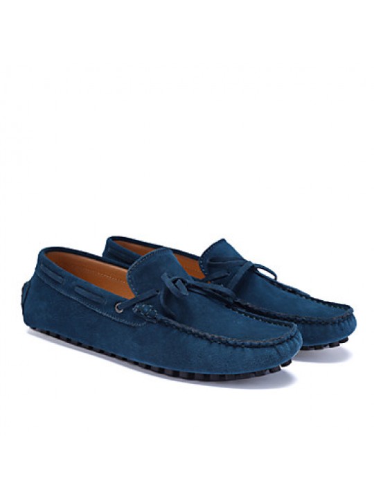 Men's Shoes Casual Suede Boat Shoes Black/Blue  