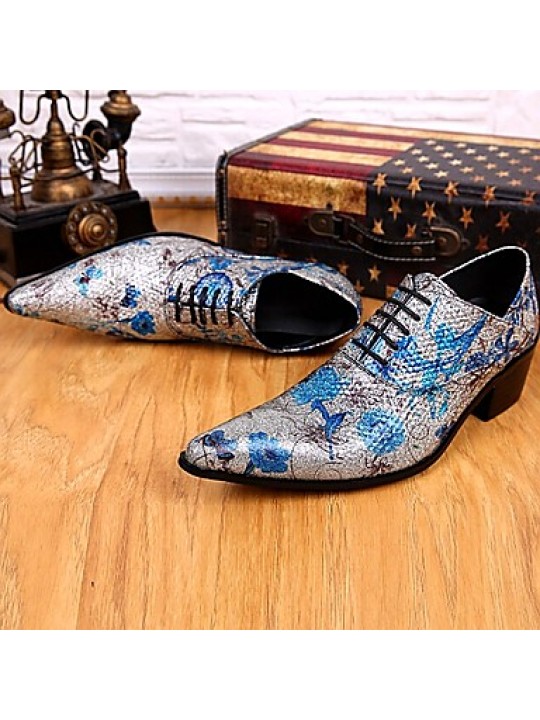 Men's Shoes   Limited Edition Pure Handmade Wedding/Party & Evening Leather Oxfords Silver  