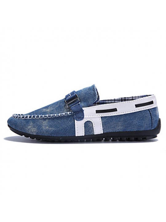 Men's Shoes Denim Casual Boat Shoes Casual Flat Heel Slip-on Black / Blue  