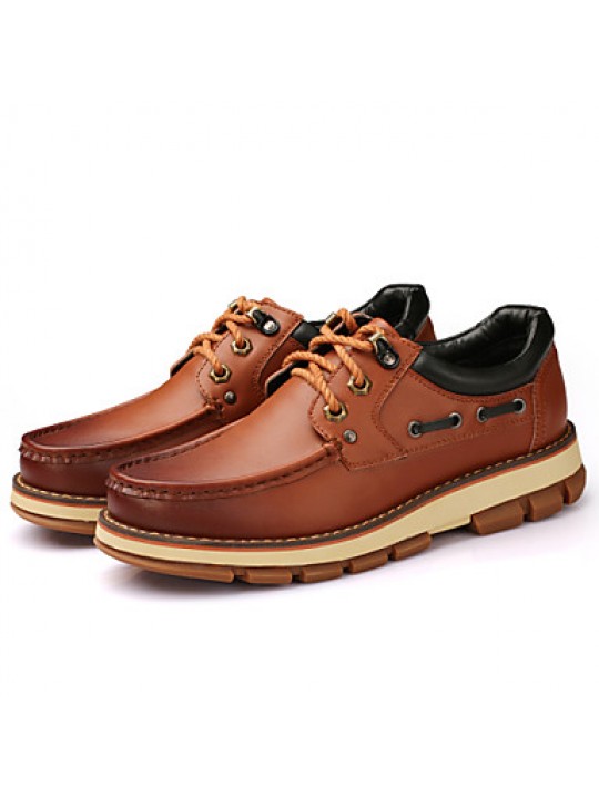 Men's Shoes Outdoor / Athletic / Casual Leather Boat Shoes Black / Brown  