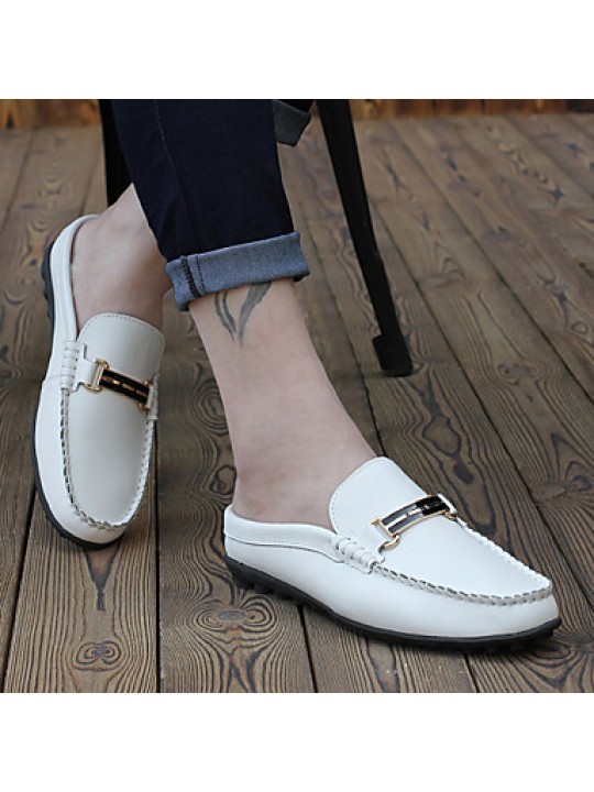 Men's Shoes Casual Leather Loafers White / Navy  