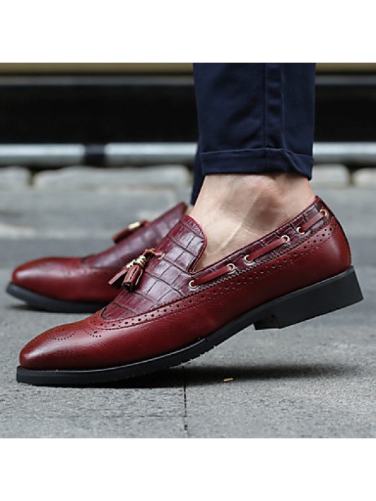 Casual Leather Loafers Black/Brown/Burgundy  