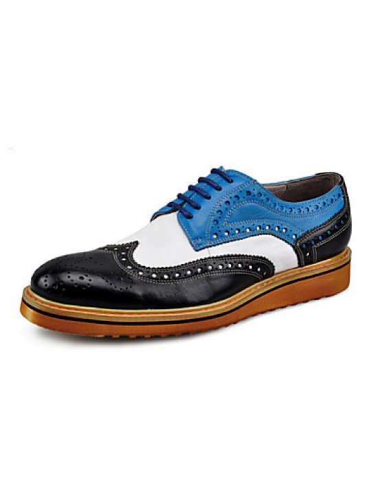 Men's Shoes Wedding / Office & Career / Casual Genuine Leather Oxfords Black / Blue  