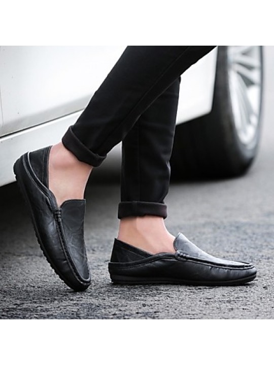 Men's Shoes Office / Casual Style Leather Boat Shoes Men Fashion Driving Shoes Black / Blue / White  