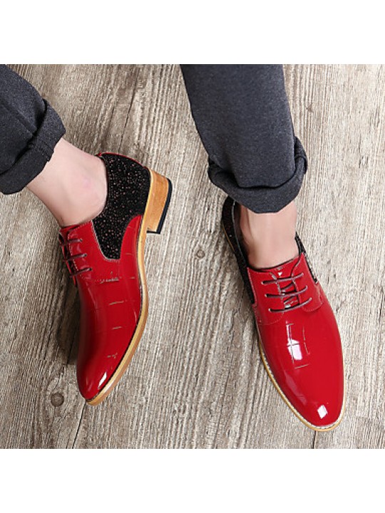 Men's Shoes Office & Career/Party & Evening/Casual Fashion Woven Patent Leather Oxfords Shoes Black/Red 38-43  