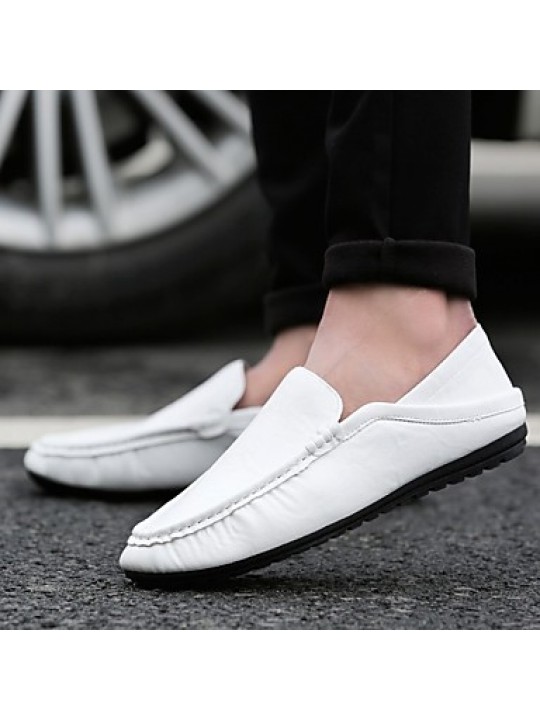 Men's Shoes Office / Casual Style Leather Boat Shoes Men Fashion Driving Shoes Black / Blue / White  