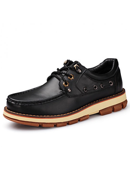 Men's Shoes Outdoor / Athletic / Casual Leather Boat Shoes Black / Brown  