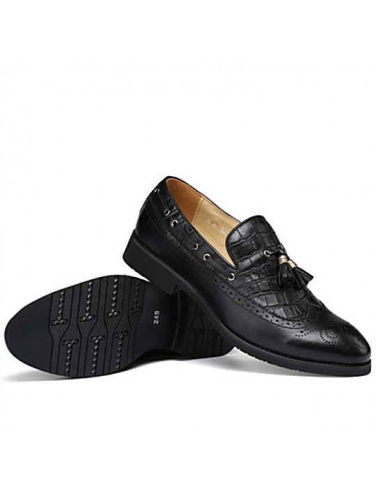 Casual Leather Loafers Black/Brown/Burgundy  