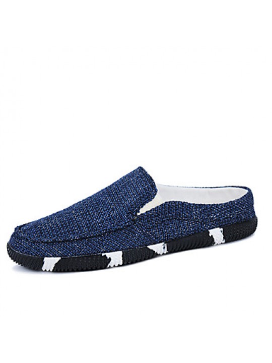 Men's Shoes Casual Linen Clogs & Mules Black/Blue  