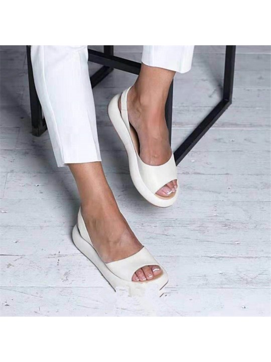 Size:4.5-11 Women Fashion Solid Color Peep-toe Flat Sandals