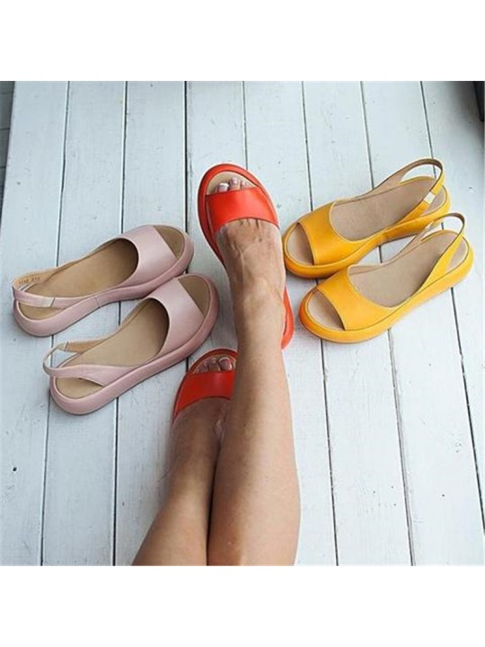 Size:4.5-11 Women Fashion Solid Color Peep-toe Flat Sandals