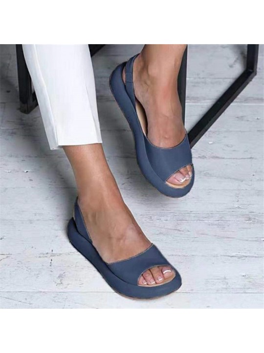 Size:4.5-11 Women Fashion Solid Color Peep-toe Flat Sandals