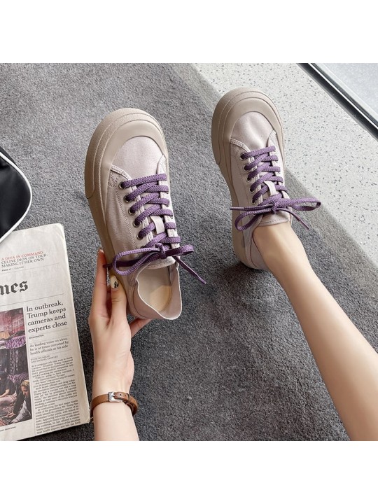 Size:4.5-8.5 Wome Fashion Solid Color Thick-soled Slip On Sneakers