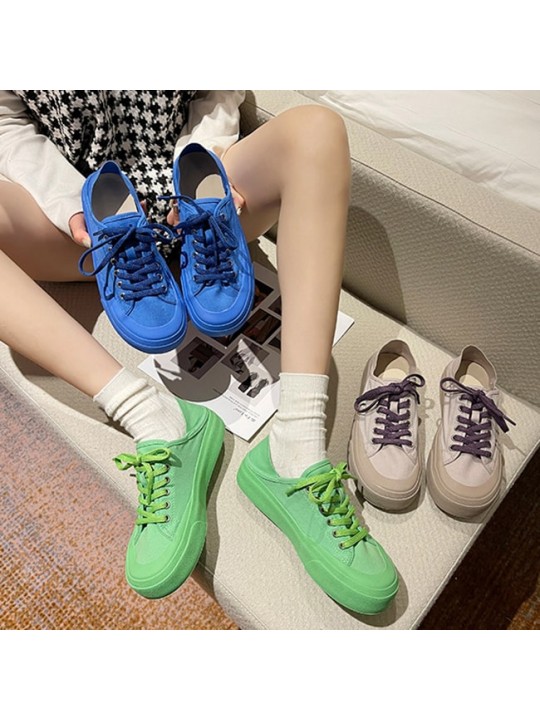 Size:4.5-8.5 Wome Fashion Solid Color Thick-soled Slip On Sneakers