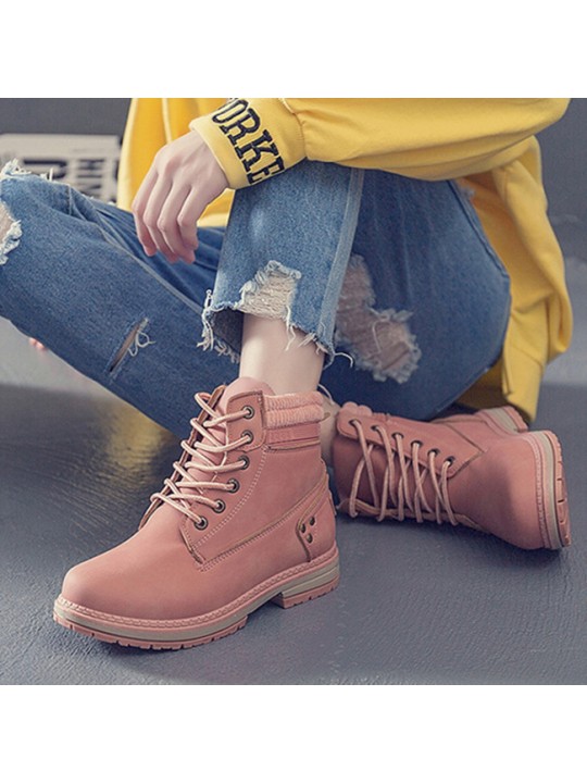 Size:5-11 Women Fashion Solid Color PU Leather Short Boots