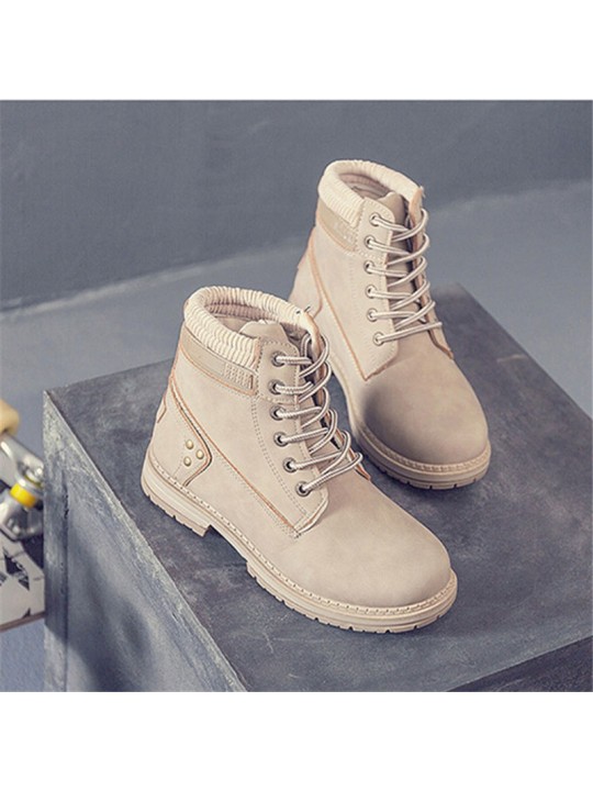 Size:5-11 Women Fashion Solid Color PU Leather Short Boots