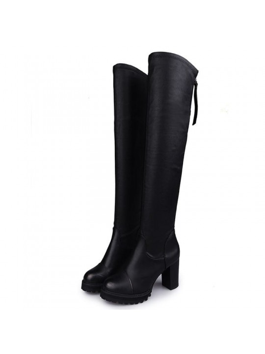 Size:4.5-8..5 Women Fashion Solid Color High Heel Over The Knee Zipper Boots