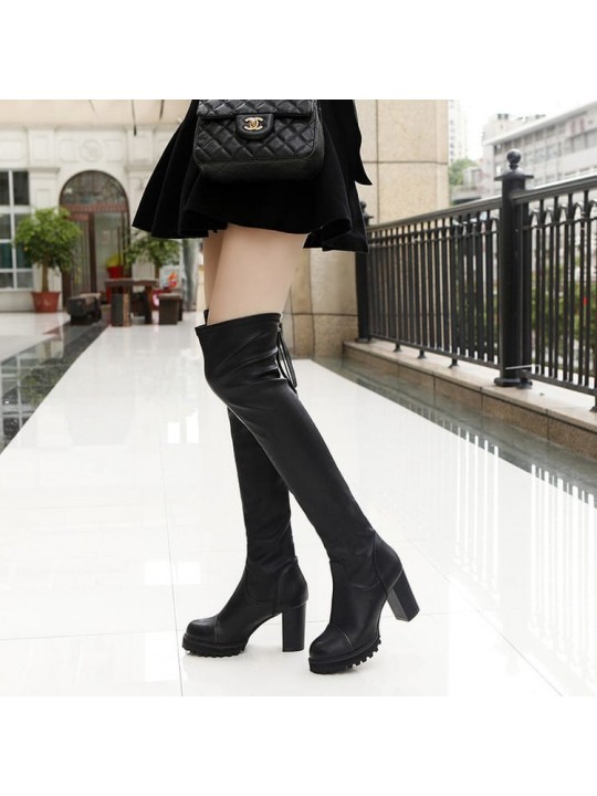 Size:4.5-8..5 Women Fashion Solid Color High Heel Over The Knee Zipper Boots