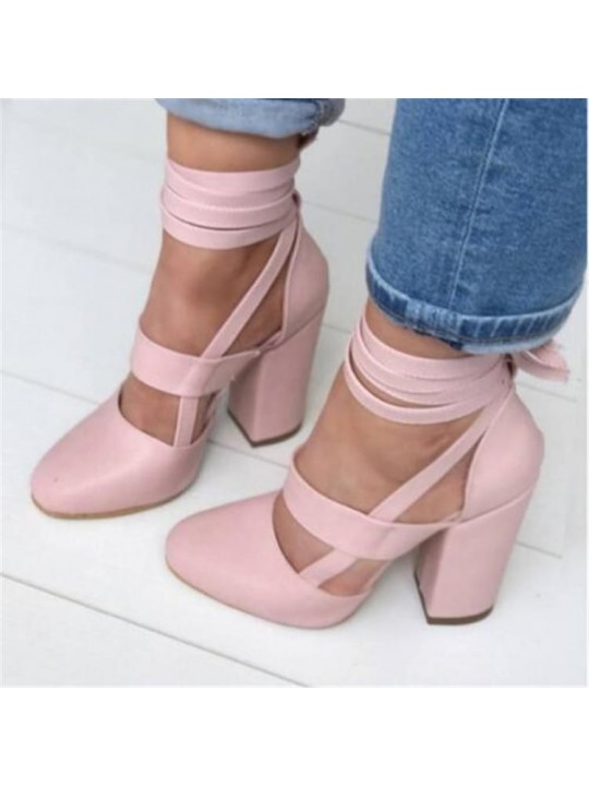 Size:4.5-11 Women Plus Size Fashion Solid Color Bandage High Heel Pumps