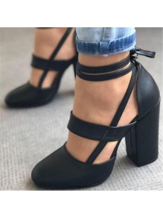 Size:4.5-11 Women Plus Size Fashion Solid Color Bandage High Heel Pumps