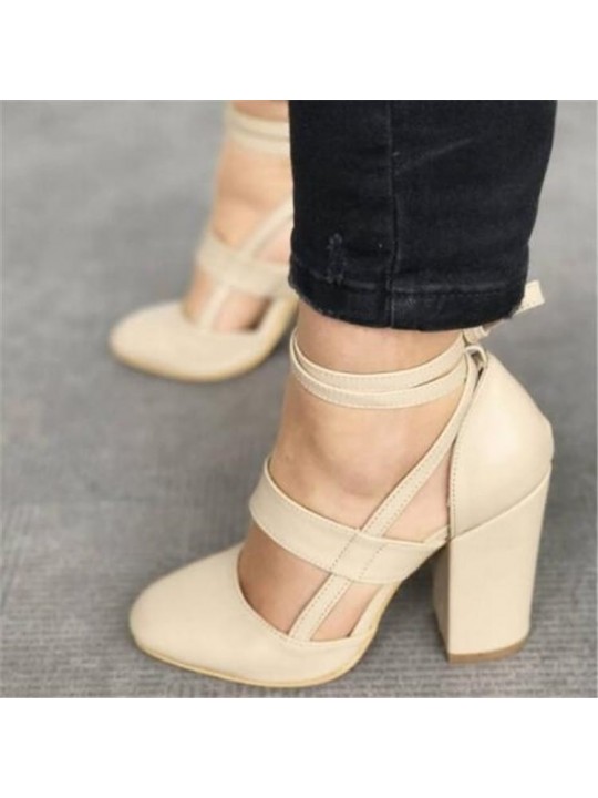 Size:4.5-11 Women Plus Size Fashion Solid Color Bandage High Heel Pumps