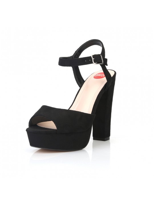 Women Fashion Sexy Buckle Design Solid Color Platform Chunky High Heel Sandals